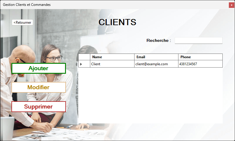 Gestion des clients et des commandes Screenshot 2