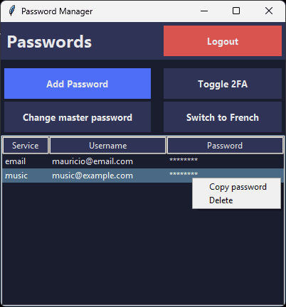Gestionnaire de Mots de Passe Screenshot 2